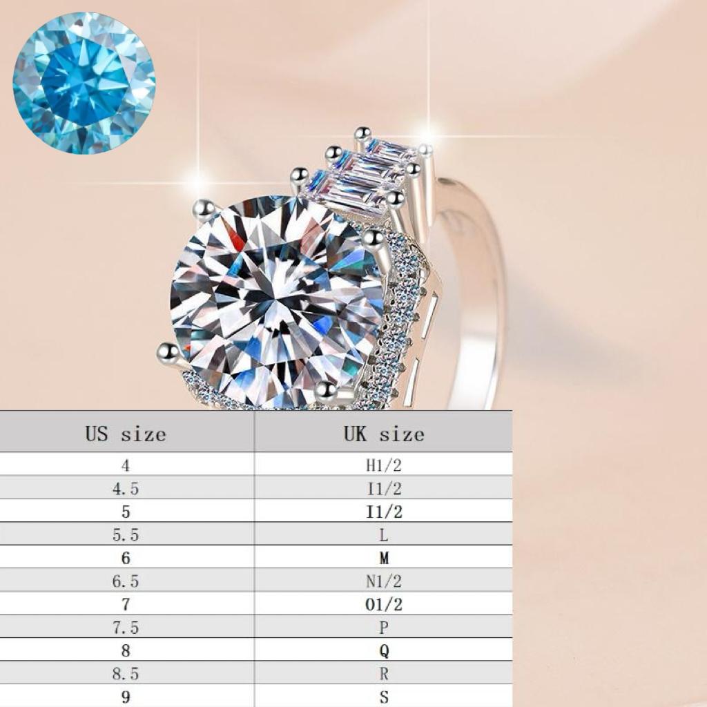 S925 sterling silver big round 5 carat synthetic ring moissanite ring fashion jewelry accessory woman girl promise ring-243(1%)