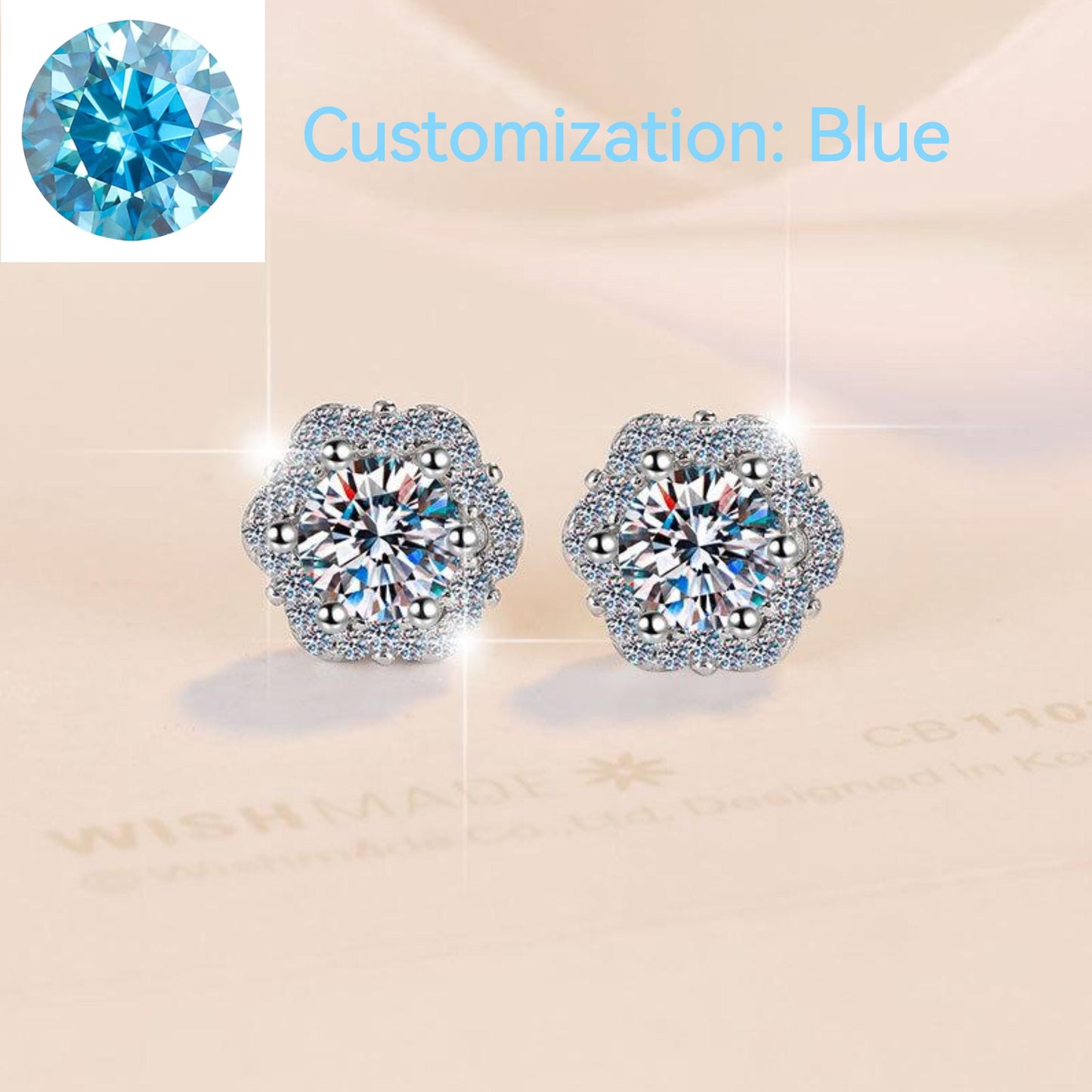 41. S925 Sterling Silver Little Flower Ear Stud Plum Blossom Synthetic Moissanite Earrings