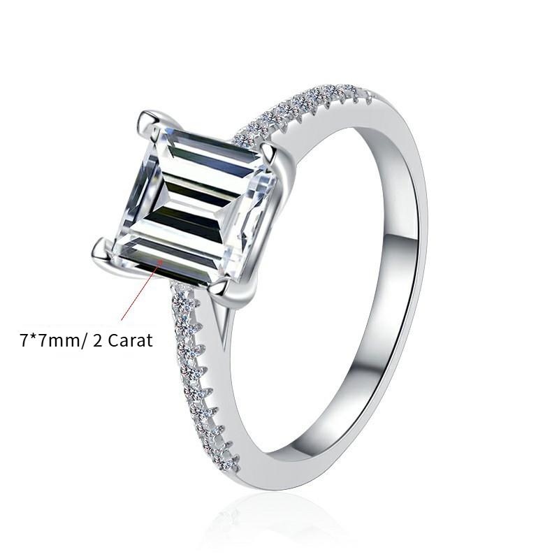 S925 Sterling Silver Princess  Square Synthetic Moissanite Ring fashion jewelry accessory woman girl promise ring-192(35%)