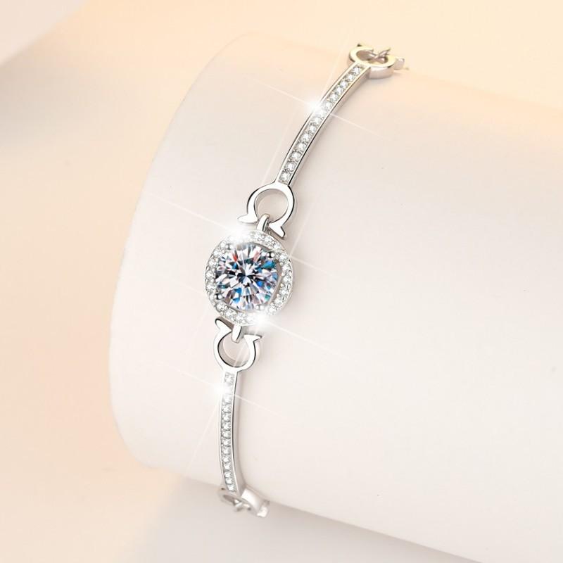 S925 Sterling Silver Mobius Bracelet Synthetic Moissanite Bracelet-311(35%)