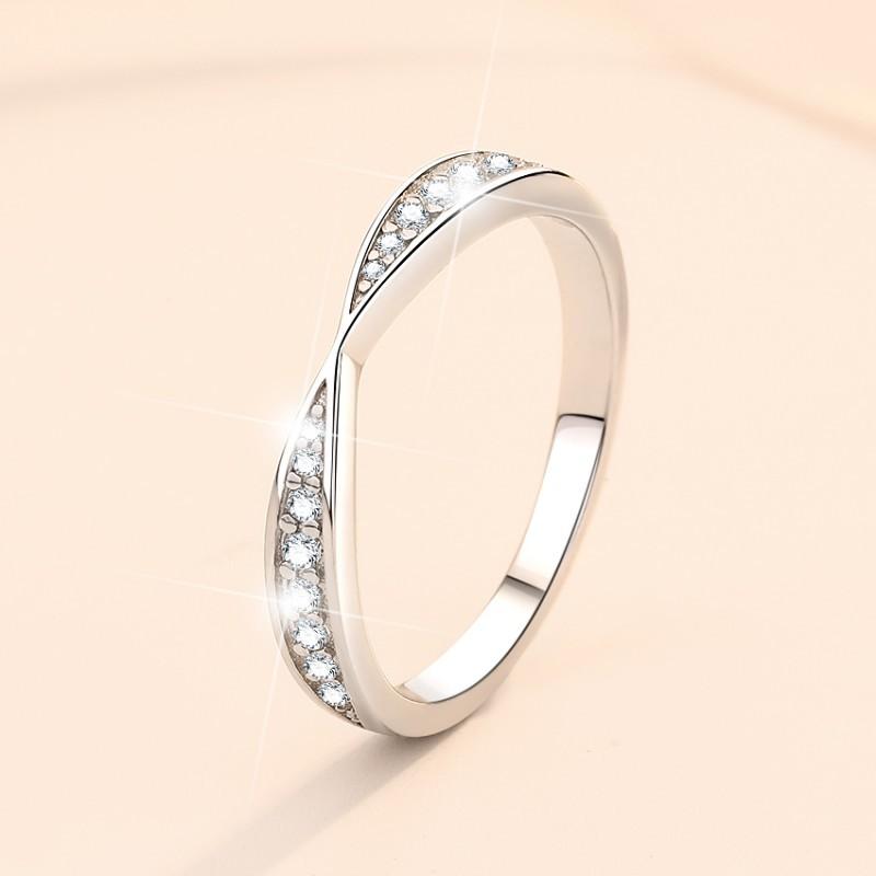 S925 Sterling Silver Small X-Shaped Ring Synthetic Moissanite Ring fashion jewelry accessory woman girl promise ring-169(35%)