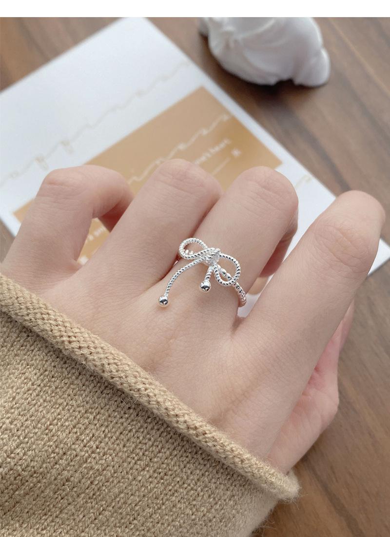 S925 Sterling Silver Bowknot Braided Open Ring for Women - 518(45%)