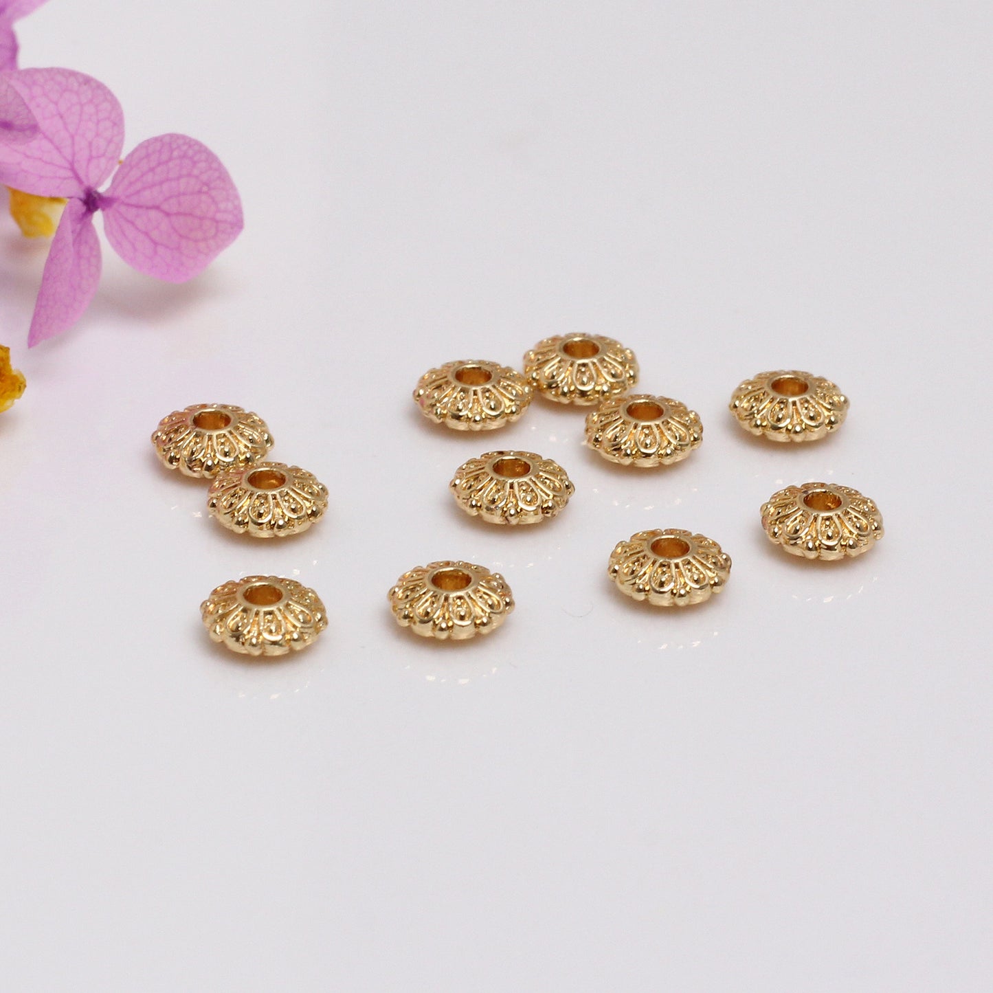 Four-leaf Clover Shape Alloy Beads For Jewelry DIY，Covered By 14/18K Real Gold Or Silver