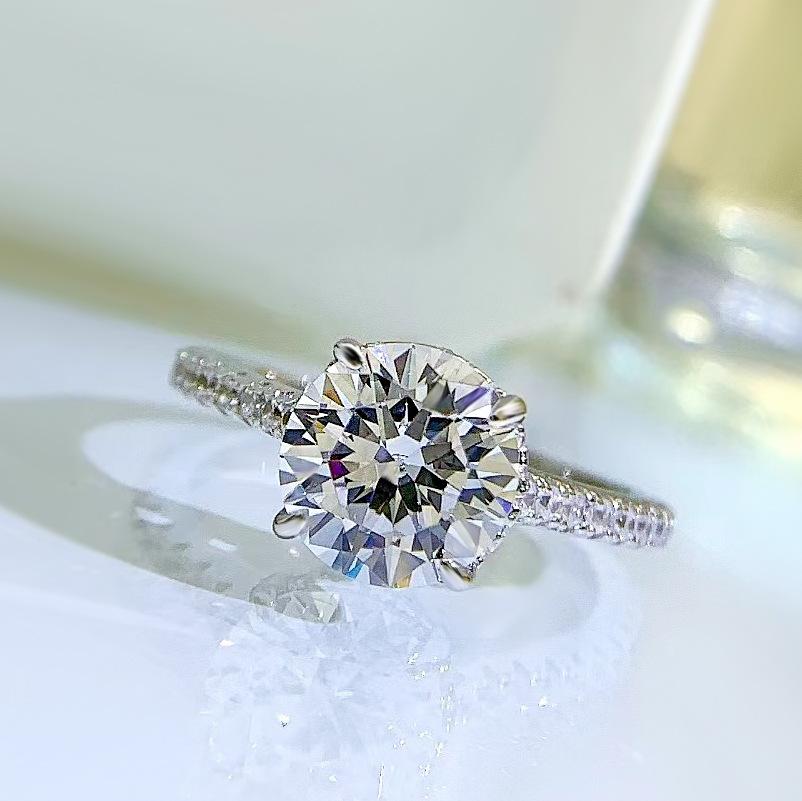 S925 Sterling Silver Eight Arrows And Eight Hearts Cut Round Ring 8mm 6A Cubic Zirconia Ring fashion jewelry accessory woman girl promise ring Springtok-367(35%)