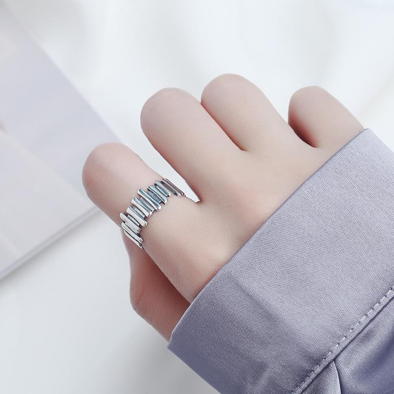 S925 Sterling Silver Vintage Irregular Solid Row Ring for Women - 536(45%)
