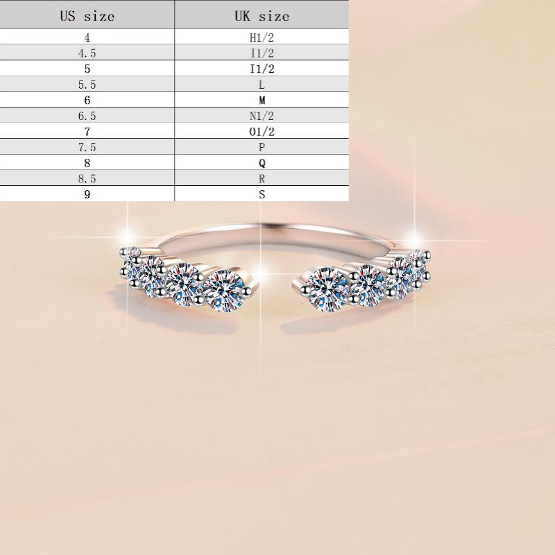 Synthetic Moissanite S925 Sterling Silver Eight Stars Band Ring Open Ring fashion jewelry accessory woman girl promise ring Springtok-275(35%)