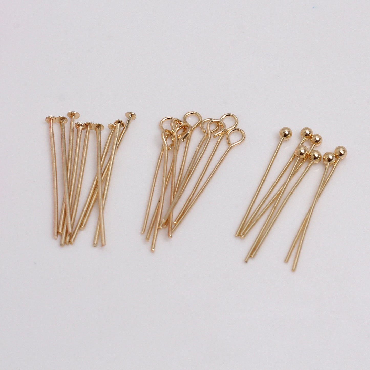 Copper 9-shaped needle/T-shaped needle/Ball-pointed needle, 100 pcs, For Jewelry DIY, Covered By 14/18K Real Gold Or Silver