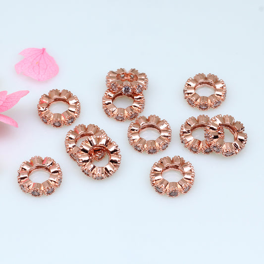 Zircon Copper Spacer Ring For Jewelry DIY，Covered By 14/18K Real Gold Or Silver