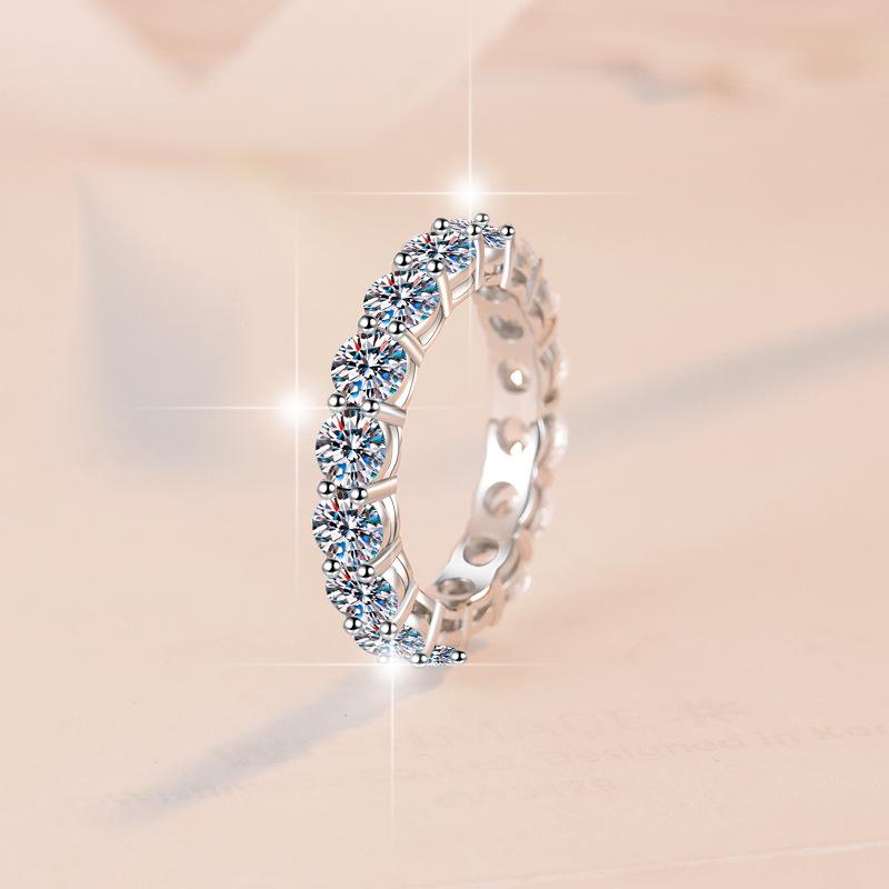 S925 Sterling Silver Band Ring Synthetic Moissanite Ring 4mm-171(35%)