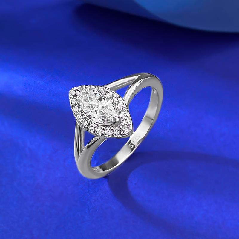 S925 Sterling Silver Marquise Horse Eye Ring 4*8mm 6A Cubic Zirconia Ring-198(35%)