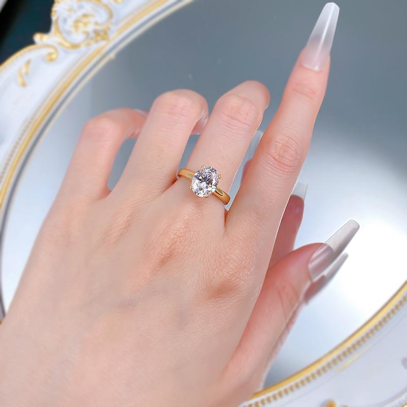 S925 sterling silver oval cut ring 8*10mm 6A cubic zirconia ring fashion jewelry accessory woman girl promise ring-383(35%)