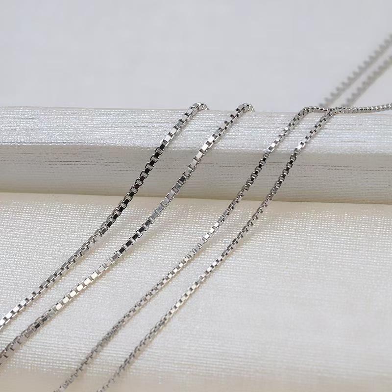 S925 Sterling Silver Box Chain birthday gift silver jewelry minimalist necklace pendant necklace-330(35%)