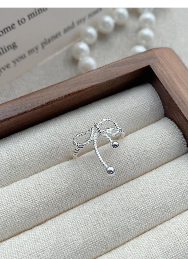 S925 Sterling Silver Bowknot Braided Open Ring for Women - 518(45%)