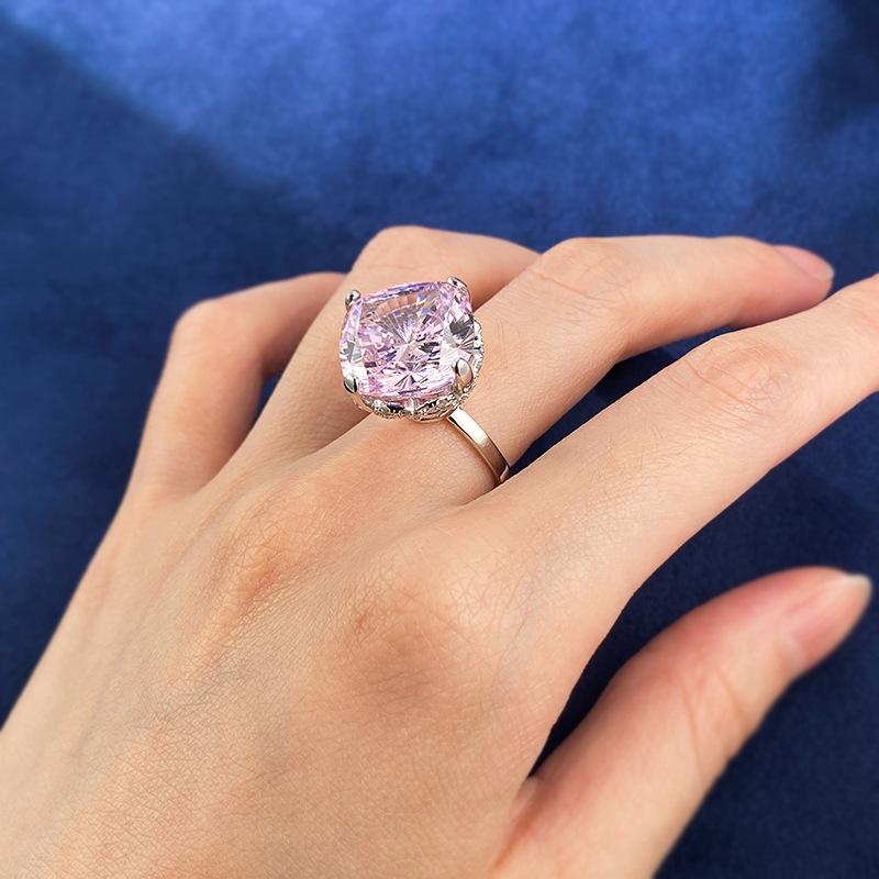 S925 Sterling Silver Radian Cut High Carbon Ring 15*15 8A Cubic Zirconia Ring fashion jewelry accessory woman girl promise ring-396(35%)