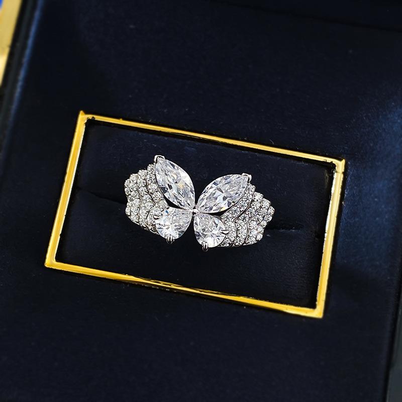 S925 Silver Horse Eye Cut Phantom Butterfly Ring 6A Cubic Zirconia Ring fashion jewelry accessory woman girl promise ring -269(35%)