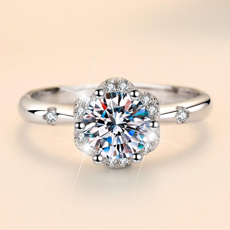 S925 Sterling Silver Six-Claw Ring Synthetic Moissanite Ring fashion jewelry accessory woman girl promise ring-244(35%)