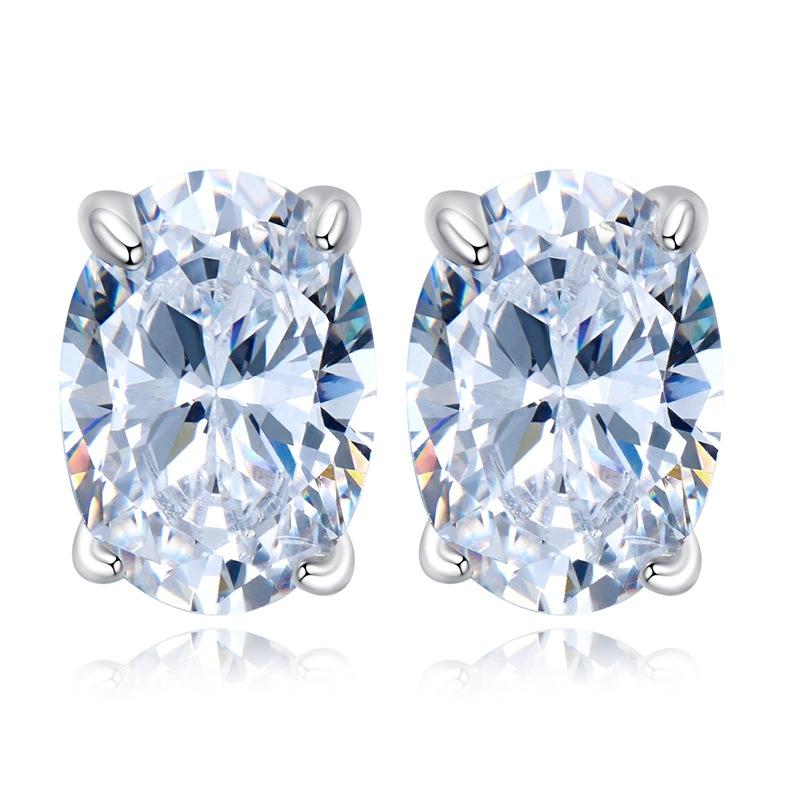 S925 Sterling Silver Oval Cut Oval Earrings 5*7 6A Cubic Zirconia Earrings Daily Life Earrings(35%)-600
