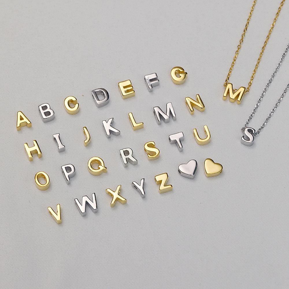 S925 Sterling Silver 26 English Letters and Love Heart Series Necklace/You Can Buy Them Individually And Combine It Freely