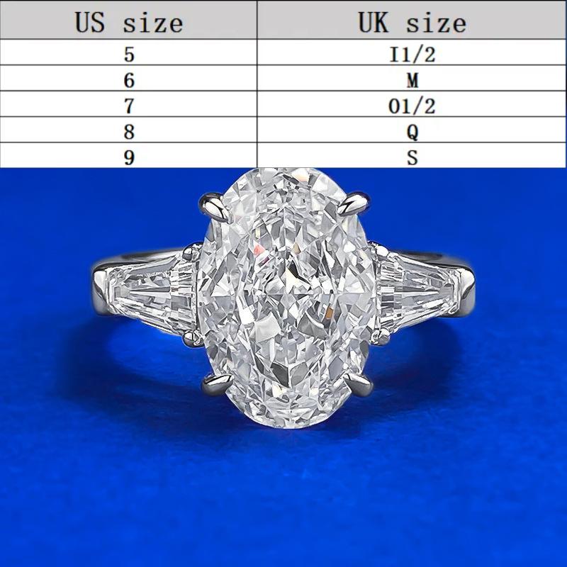 S925 silver oval ice flower cut Ring 8*12mm 8A cubic zirconia ring fashion jewelry accessory woman girl promise ring-356(35%)