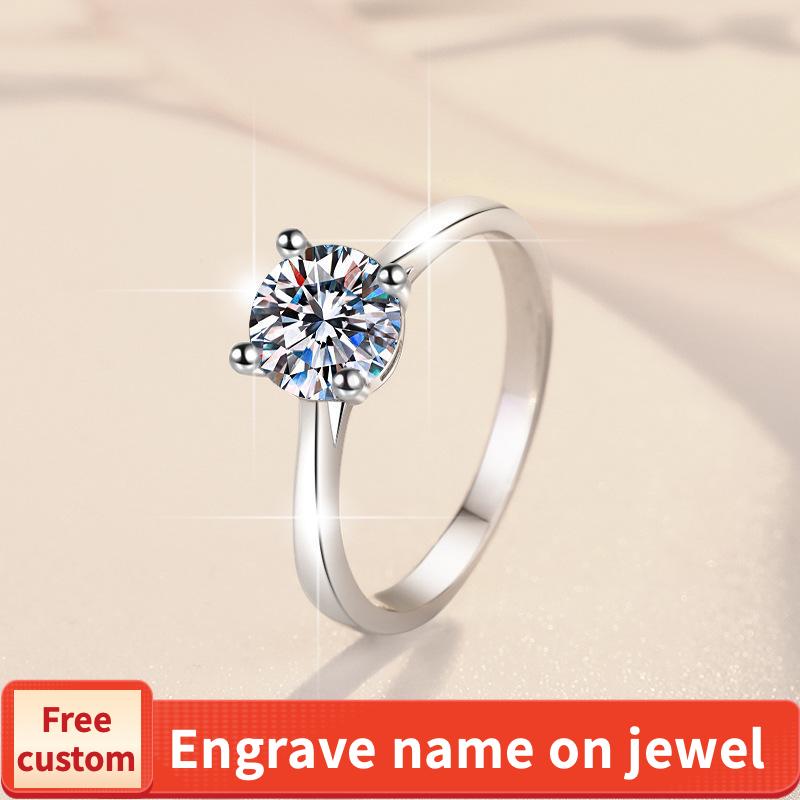 S925 Sterling Silver Oval D Color Synthetic Moissanite Four-claws Ring/1 Carat/2 Carat/ High Grade fashion jewelry accessory woman girl promise ring Springtok-211(35%)