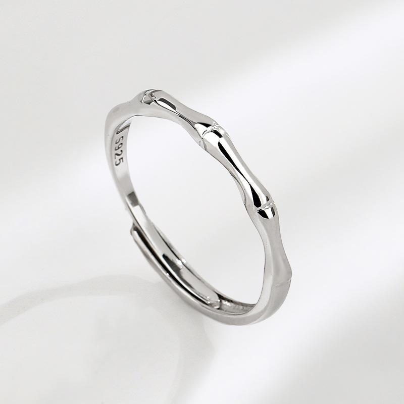S925 Sterling Silver Ancient Style Bamboo Joint Couple Rings - 485 weddingring(45%)