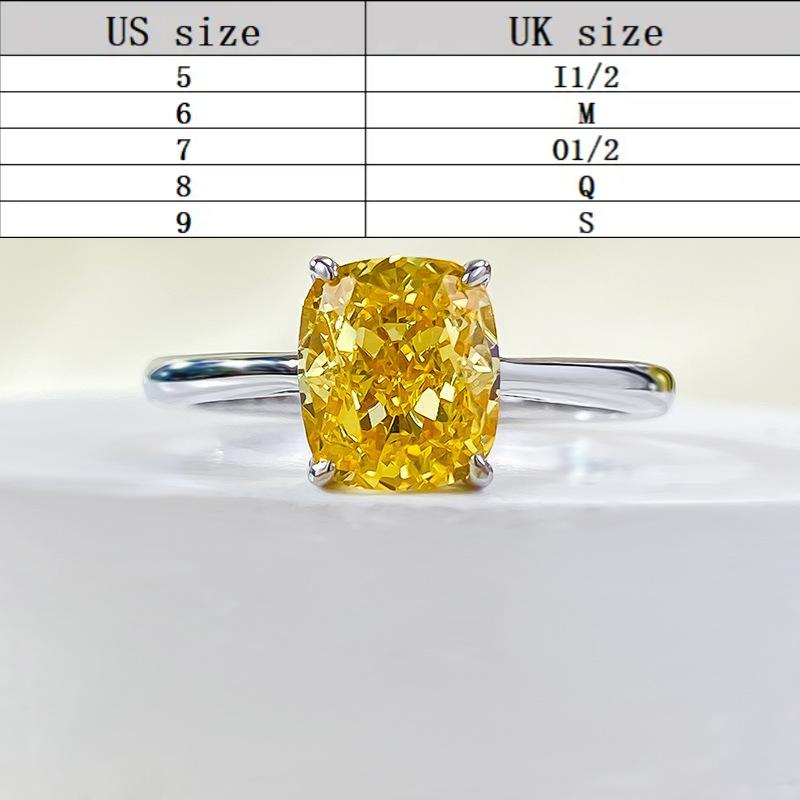 S925 Sterling Silver Cushion Cut Square Ring 6A Cubic Zirconia Ring 1.25Carat-296(35%)