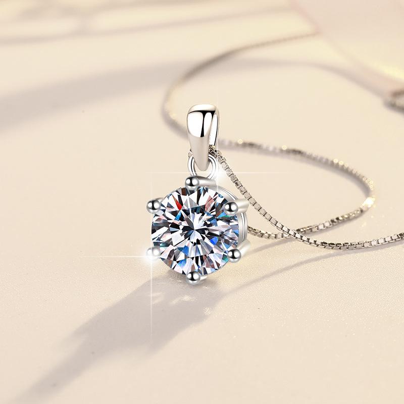 20. S925 Sterling Silver High Grade Synthetic Moissanite Pendant /1 carat /2 carat /3 carat/Six Claw/Certified Synthetic Moissanite/High Grade Of D Color E Cut VVS1 Clarity