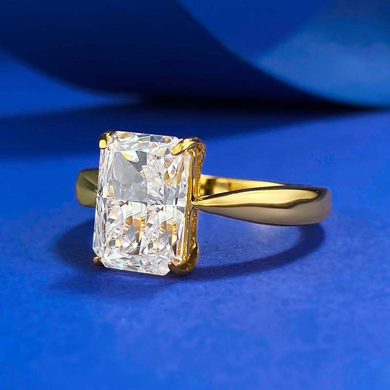 S925 Sterling Silver Ice Flower cut rectangular ring 7*10 8A cubic zirconia ring fashion jewelry accessory woman Girl promise ring springtok-353(35%)