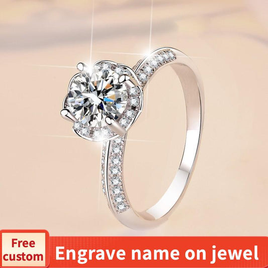 S925 Sterling Silver Hold flowers Ring Synthetic Moissanite Ring fashion jewelry accessory woman girl promise ring-471(35%)