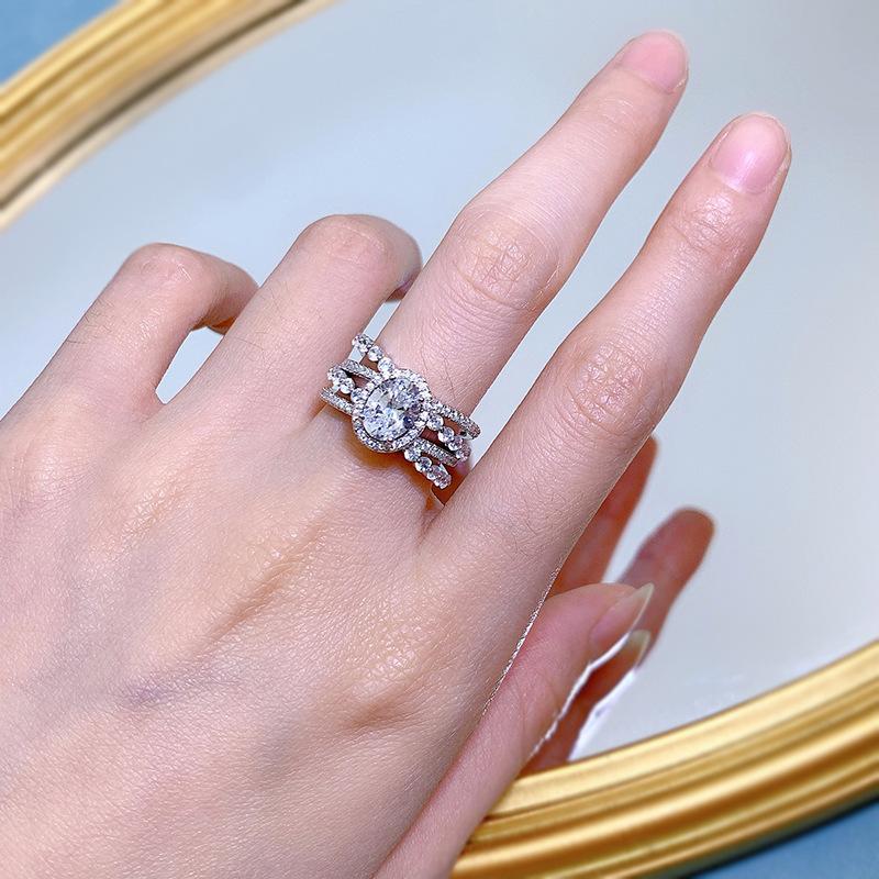 S925 sterling silver oval cut oval ring 6*8mm 6A cubic zirconia ring fashion jewelry accessory woman Girl promise ring-159 (35%)