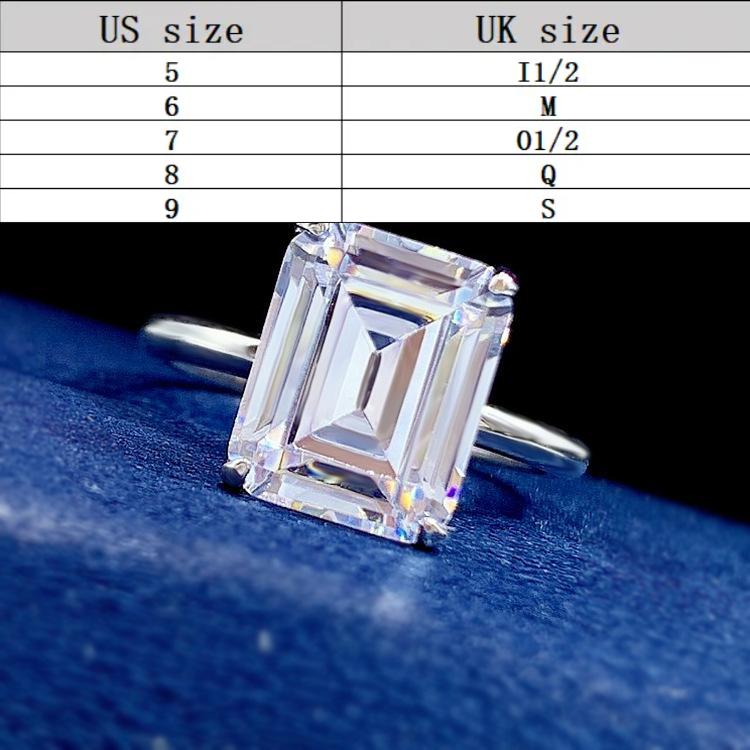 S925 Sterling Silver Grandma Cut Rock Sugar Ring 8*10mm 6A Cubic Zirconia Ring fashion jewelry accessory woman girl promise ring-413(35%)