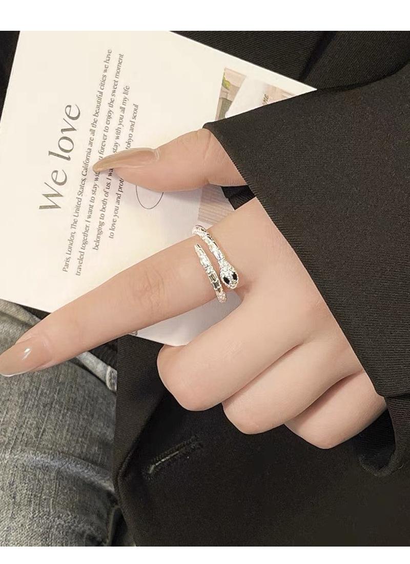 S925 Sterling Silver Snake Ring for Women, Adjustable Open Design - 628(45%)