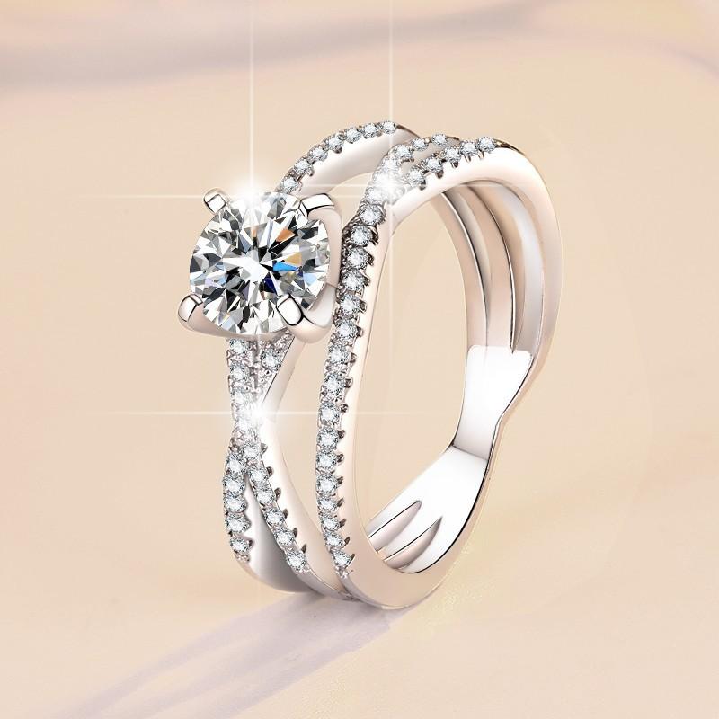 S925 Sterling Silver Eternal Love Ring Synthetic Moissanite Ring fashion jewelry accessory woman girl promise ring-190(35%)