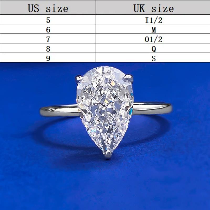 S925 Silver Pear Ice Flower Cut Water Drop Ring 7*11 8A Cubic Zirconia Ring Daily Wear fashion jewelry accessory woman girl promise rin-220(35%)