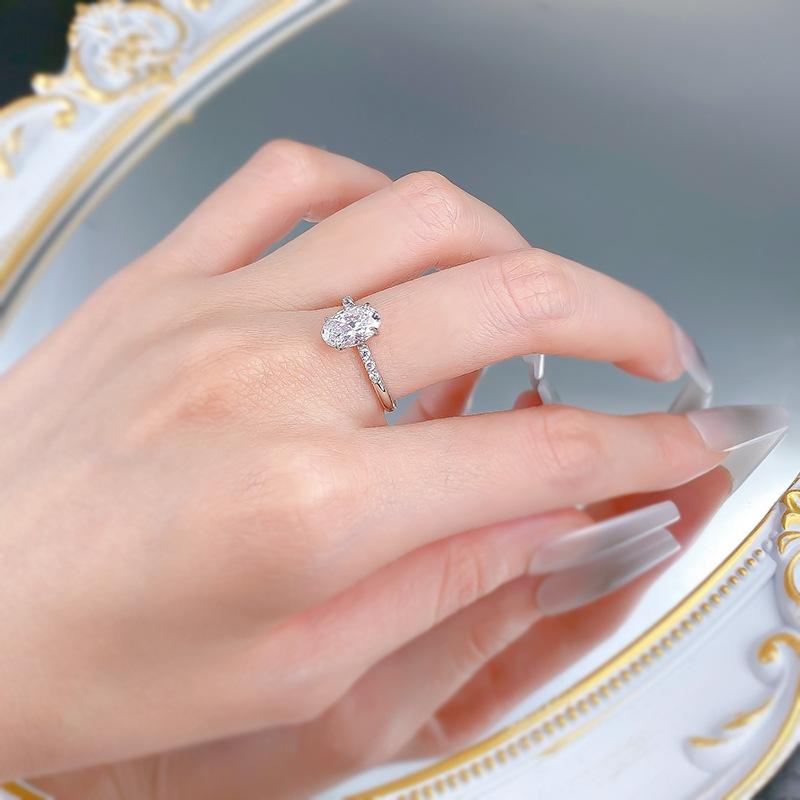 S925 Sterling Silver Oval Cut Oval Ring 6*9mm 6A Cubic Zirconia Ring Springtok-127(35%)