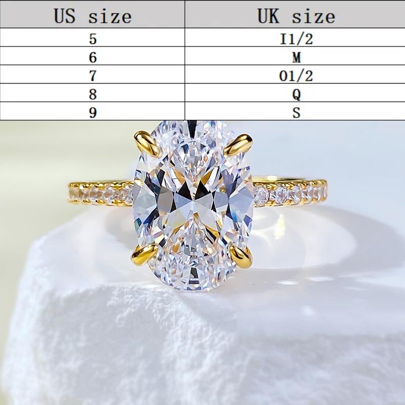 S925 Sterling Silver Radiant Cut Oval Four-Claw Ring 8*12 8A Cubic Zirconia Ring fashion jewelry accessory woman girl promise ring-119(35%)