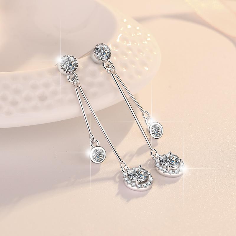 NO14. S925 Sterling Silver Synthetic Moissanite Earrings D Color Synthetic Moissanite