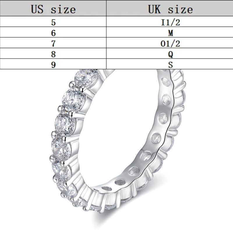 S925 Sterling Silver Row Band Ring 6A Cubic Zirconia Ring fashion jewelry accessory woman girl promise ring-410(35%)