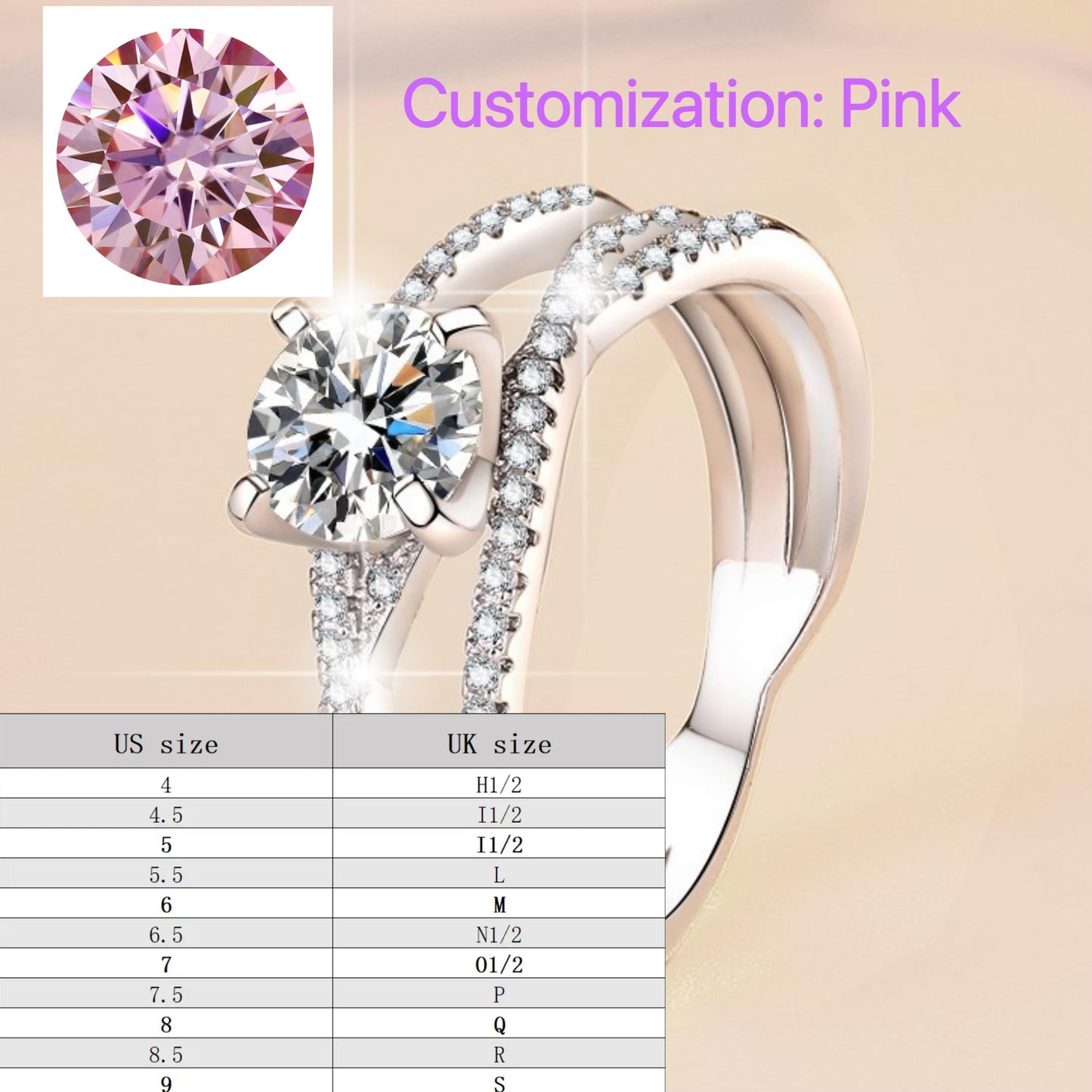 S925 Sterling Silver Eternal Love Ring Synthetic Moissanite Ring fashion jewelry accessory woman girl promise ring-190(35%)