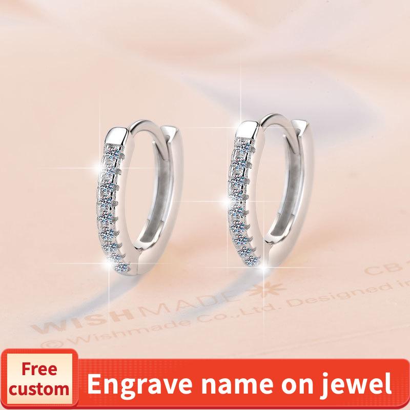 S925 Sterling Silver Circular Earrings Synthetic Moissanite Earrings Glittering daily life Earrings Springtok(35%)-646