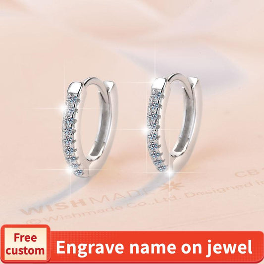 S925 Sterling Silver Circular Earrings Synthetic Moissanite Earrings Glittering daily life Earrings Springtok(35%)-646