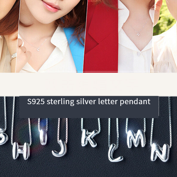 S925 Sterling Silver 26 One English Letter Necklace Pendant/Height about 0.8cm/ Sweet Style/Single Pendant without Necklace