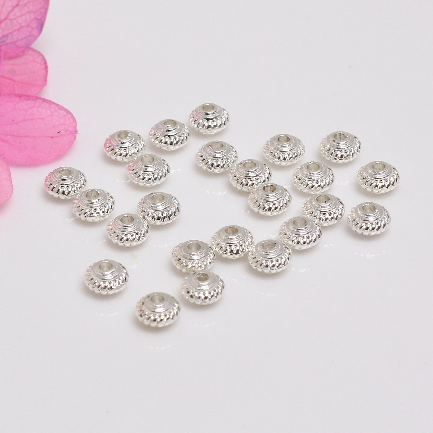 Round Thread Alloys Beads For Jewelry DIY，Covered By 14/18K Real Gold Or Silver