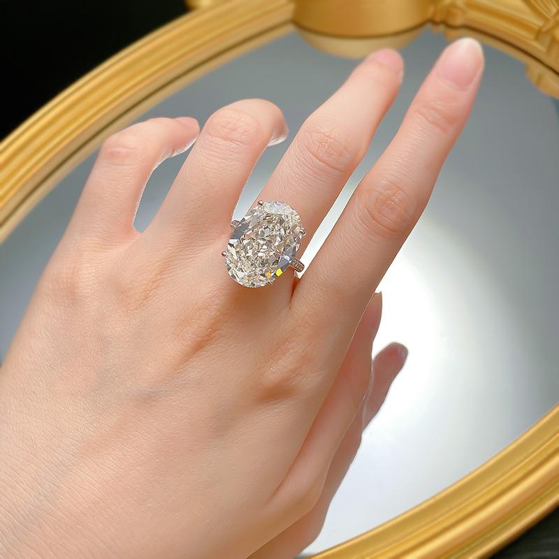 S925 Sterling Silver Ice Flower cut Pigeon egg ring 14*20 8A Cubic Zirconia Ring fashion jewelry accessory woman girl promise ring-228(35%)