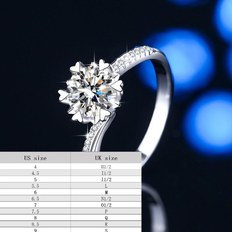 S925 Sterling Silver Swing Arm Snowflake Ring/2 Carat/ Synthetic Moissanite Ring fashion jewelry accessory woman girl promise ring-194(35%)