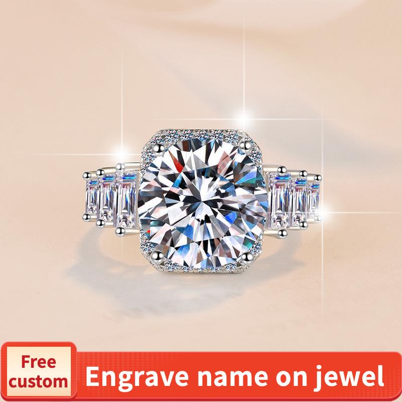 S925 sterling silver big round 5 carat synthetic ring moissanite ring fashion jewelry accessory woman girl promise ring-243(1%)
