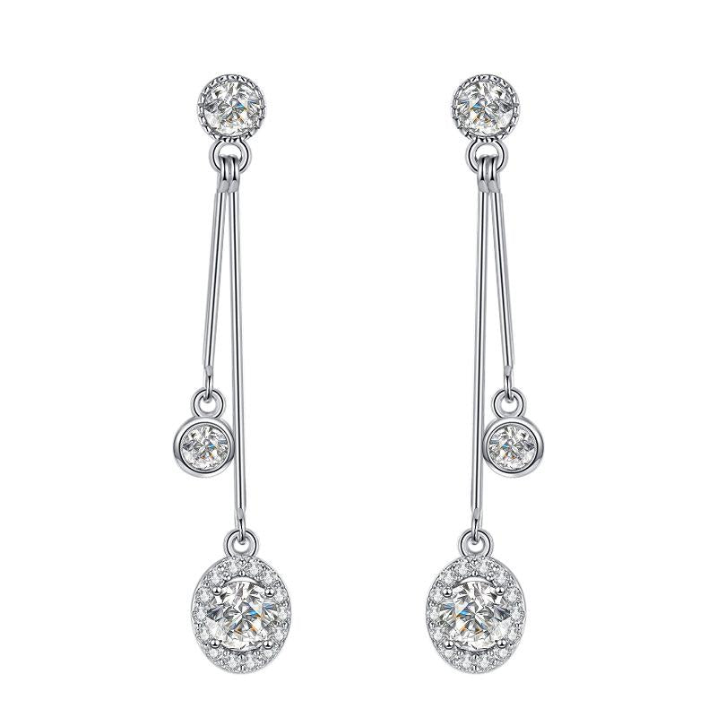 46. S925 Sterling Silver Line  Earrings D Color Synthetic Moissanite