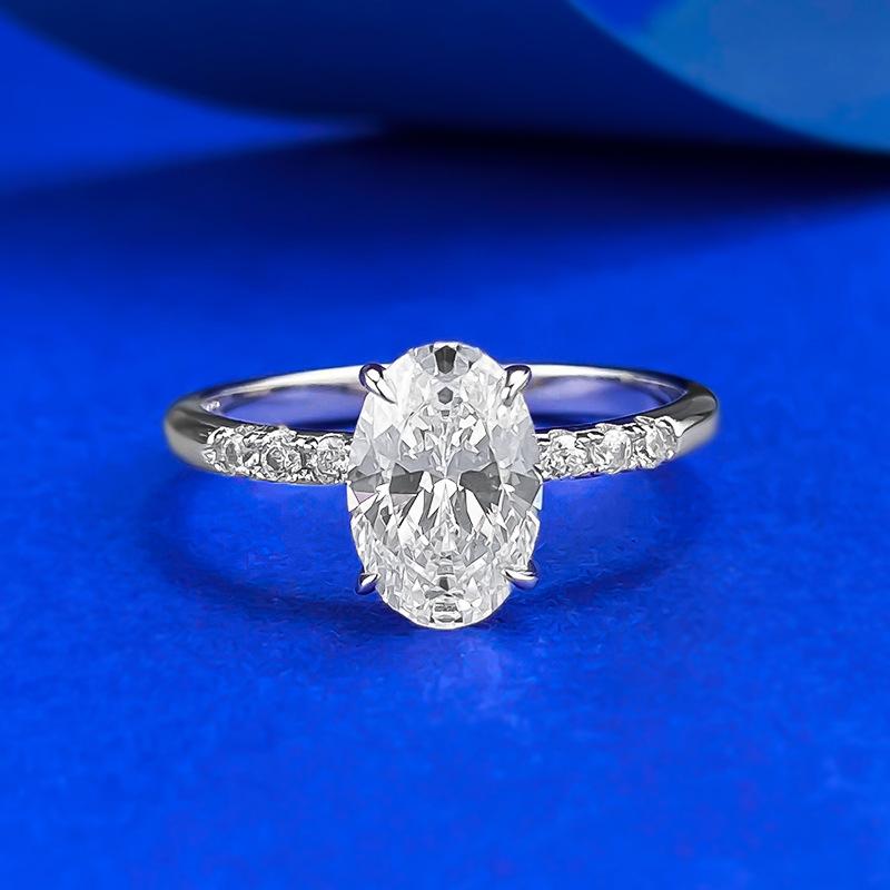 S925 Sterling Silver Oval Cut Oval Ring 6*9mm 6A Cubic Zirconia Ring Springtok-127(35%)