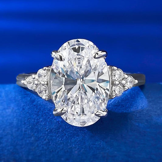 S925 Sterling Silver Oval Cut Oval Ring 8 * 12mm 6A Cubic Zirconia Ring fashion jewelry accessory woman girl promise ring-258(35%)