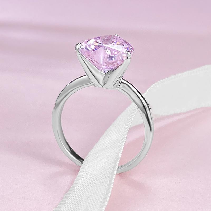 S925 Sterling Silver Heart Cut Heart-Shaped Ring 10*10 6A Cubic Zirconia Ring 4 Carat fashion jewelry accessory woman girl promise ring-229(35%)